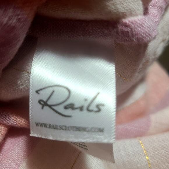 Rails Alyssa Dusk Stripe Linen Button Down Blouse M – Gold Thread Detail - Picture 13 of 16